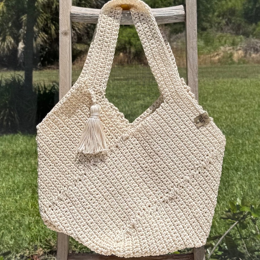 Handmade Crochet bag, tote, purse in Beige